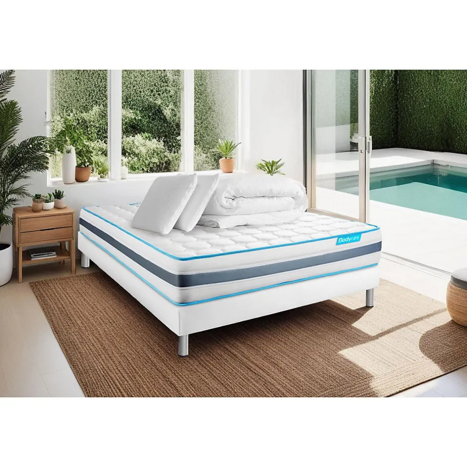 Bodycare Pack sommier tapissier matelas Ressorts ensachés avec couette et oreillers