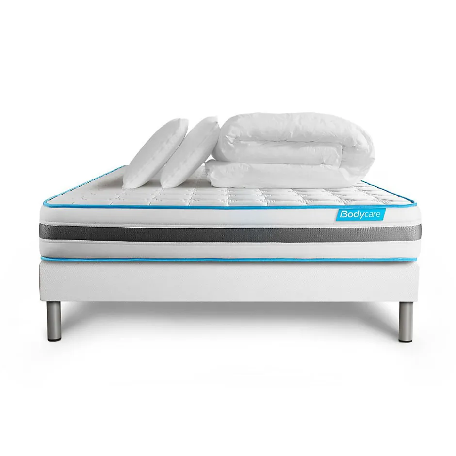 Bodycare Pack sommier tapissier matelas Ressorts ensachés avec couette et oreillers