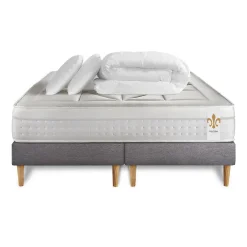 Litier Deluxe Pack sommier tapissier matelas Ressorts ensachés et mémoire de forme avec couette et oreillers