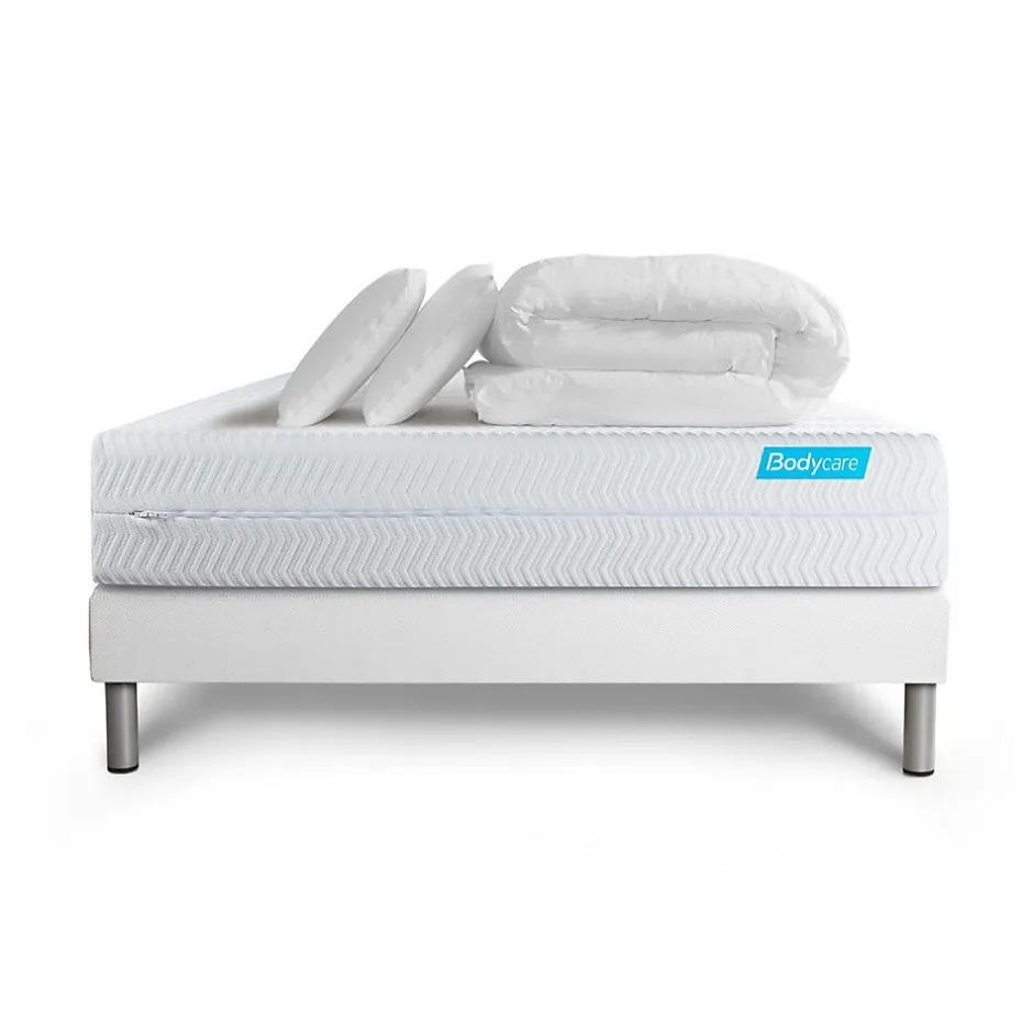 Bodycare Pack sommier tapissier matelas Mémoire de forme avec couette et oreillers