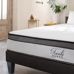Bellecour Pack Tivoli 180x200 cm Matelas Mousse + Sommier Bois + Protège matelas anti punaise