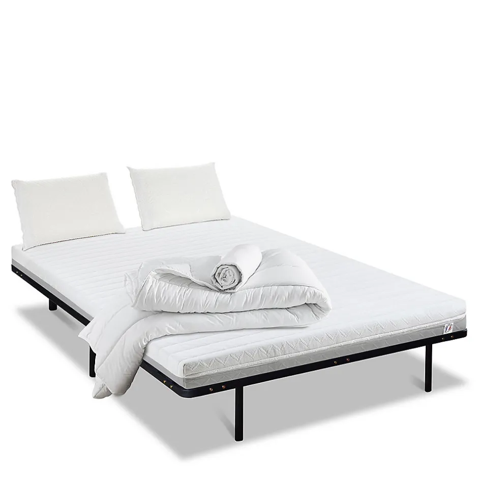 Olympe Literie Pack Venus 180x200 cm Matelas Mousse + Sommier Métal + Accessoires