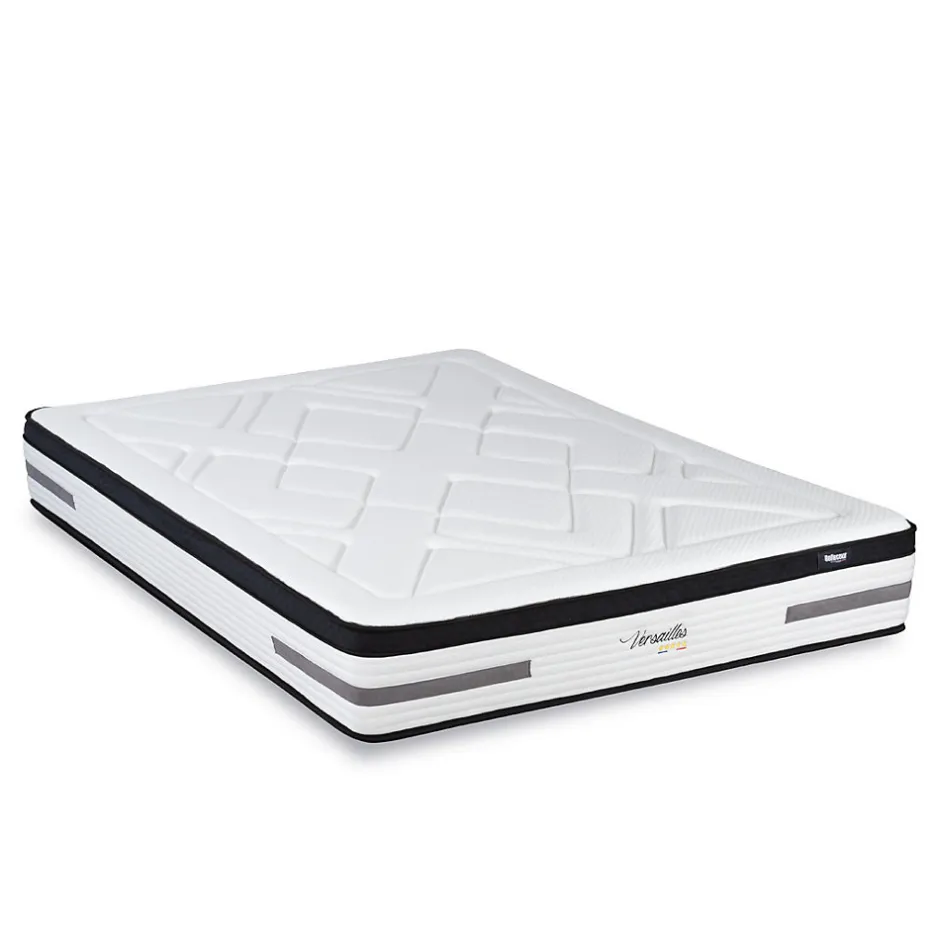 Bellecour Pack Versailles 140x190 cm Matelas Ressorts ensachés + Sommier Bois + Accessoires