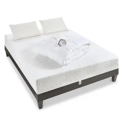 Bellecour Pack Vosges 90x190 cm Matelas Mousse Haute Densité + Sommier Bois + Accessoires