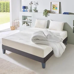 Bellecour Pack Vosges 90x190 cm Matelas Mousse Haute Densité + Sommier Bois + Accessoires
