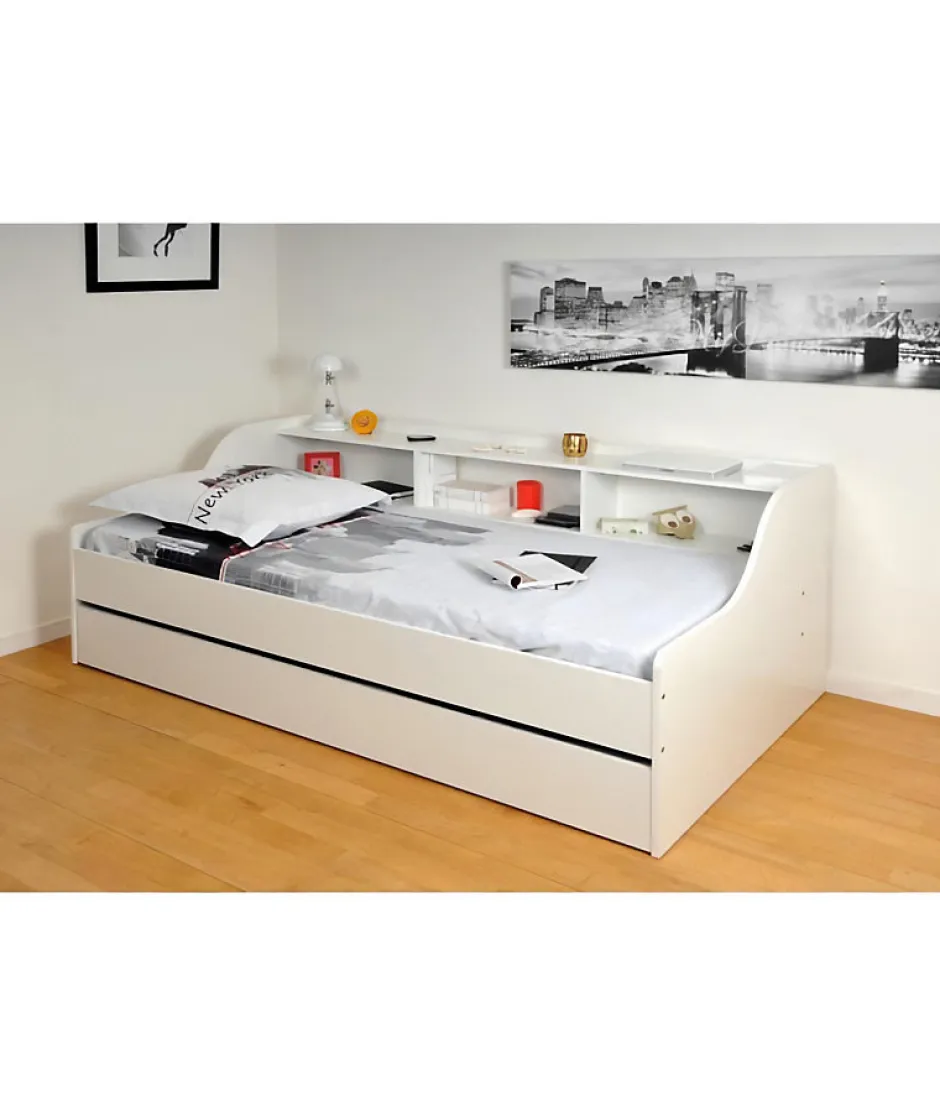 Weber PALMA Lit enfant contemporain mélaminé blanc - l 90 x L 190 cm Best