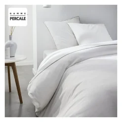 Todays Tools Parrure de lit TODAY Prestige - 220 x 240 cm - 2 personnes - 100% Percale Finition dentelle - Craie New