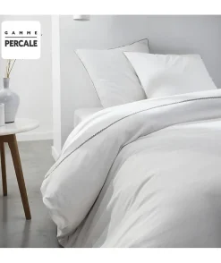 Todays Tools Parrure de lit TODAY Prestige - 220 x 240 cm - 2 personnes - 100% Percale Finition dentelle - Craie New