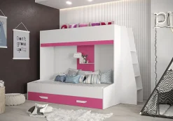 Enfant Abiks Meble PARTY 17 Lit superposé 247/165/135 (blanc/rose)