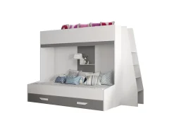 Abiks Meble PARTY 17 Lit superposé 247/165/135 (blanc/gris) New