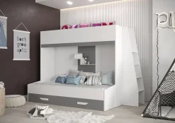 Abiks Meble PARTY 17 Lit superposé 247/165/135 (blanc/gris) New
