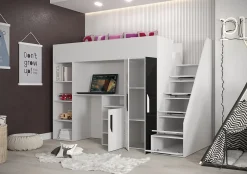Abiks Meble PARTY 14 Lit superposé 247/165/120 (blanc/rose)