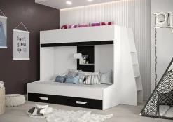 Enfant Abiks Meble PARTY 17 Lit superposé 247/165/135 (blanc/noir)