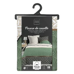 Douceur D'Intérieur PARURE 3 P. 240 x 220 CM PERCALE IMP. 78 FILS ALLOVER BELOR - 220x240cm - Vert kaki