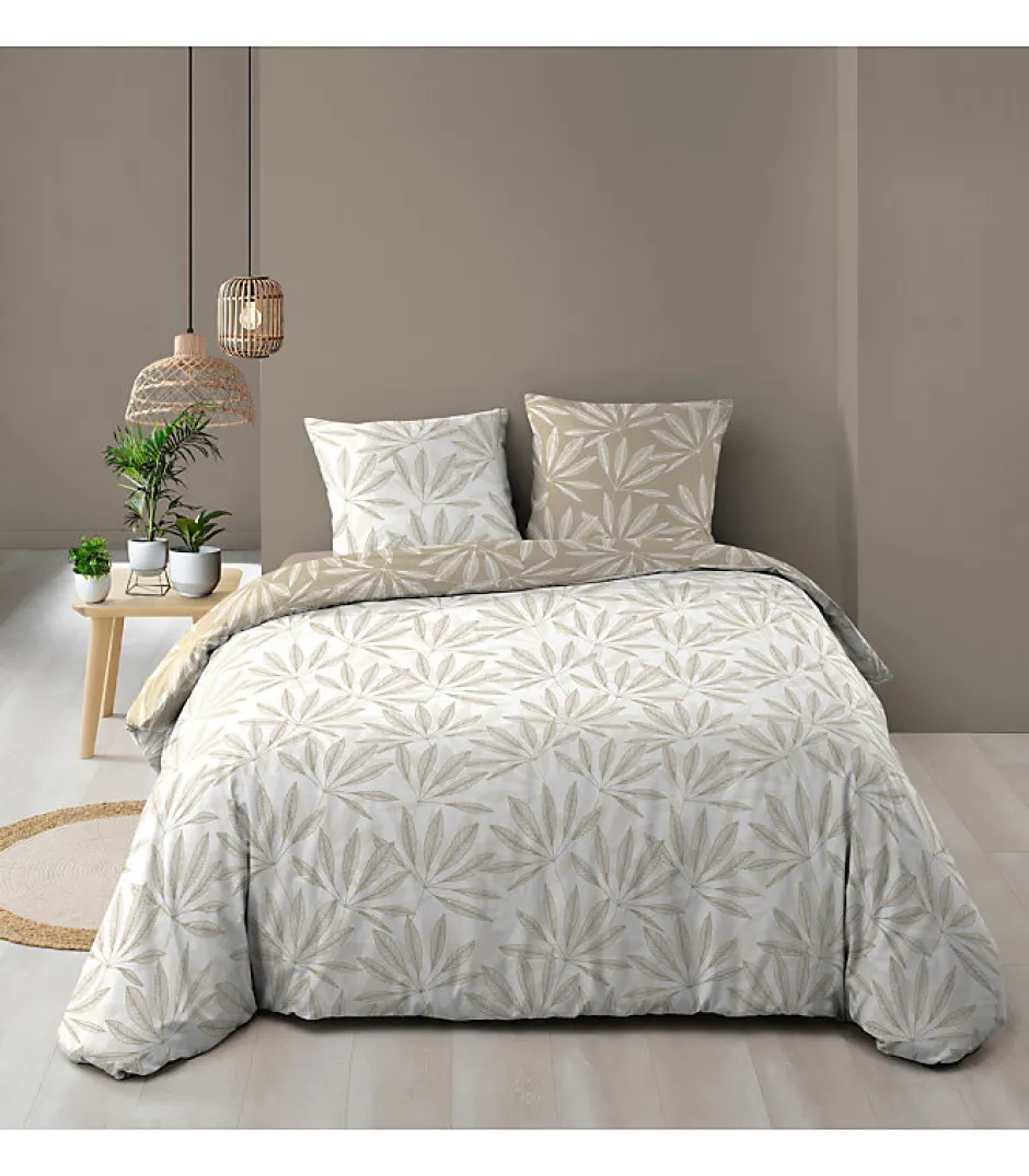 Douceur D'Intérieur Parure 3 pièces 220x240cm 57 fils réversible "Malia" - 220x240cm - Blanc Outlet