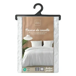 Douceur D'Intérieur Parure 3 pièces 220x240cm gaufré blanc - 220x240cm - Blanc