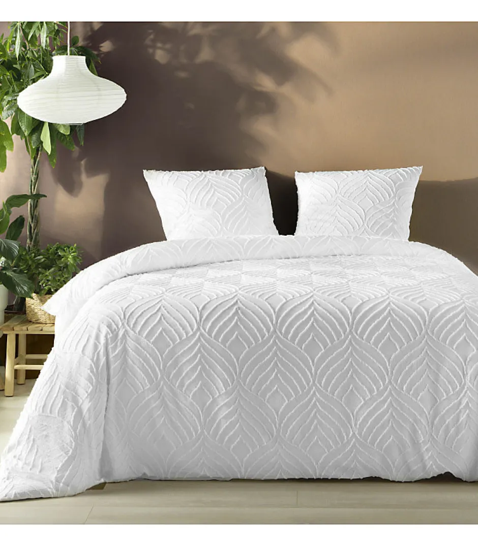 Douceur D'Intérieur Parure 3 pièces 240x260cm tufté blanc - 240x260cm - Blanc Best