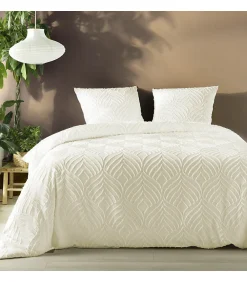 Douceur D'Intérieur Parure 3 pièces 240x260cm tufté ivoire - 240x260cm - Ivoire