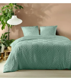 Douceur D'Intérieur Parure 3 pièces 240x260cm tufté sauge - 240x260cm - Vert sauge