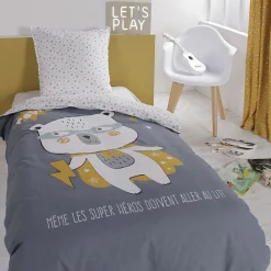 Today Parure de couette 140 x 200 "Super Héros" Réversible 100% Coton / 57 Fils/cm² Best