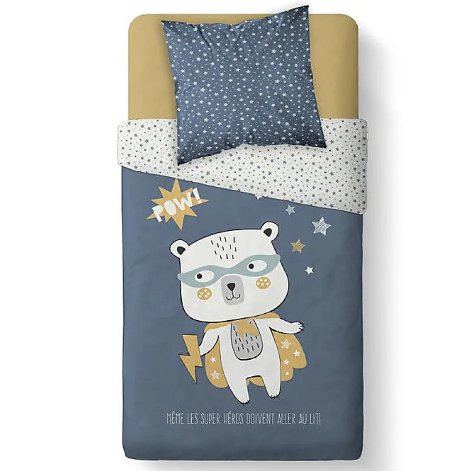 Today Parure de couette 140 x 200 "Super Héros" Réversible 100% Coton / 57 Fils/cm² Best