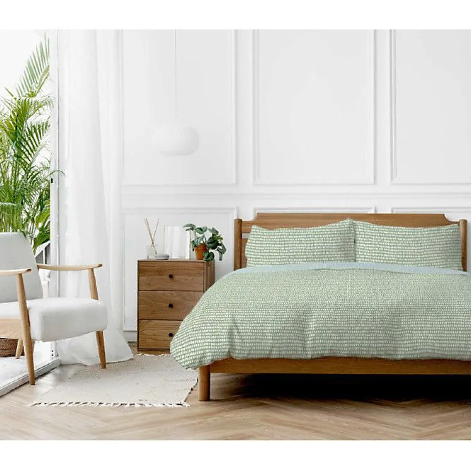 Copenhagen Home Parure de couette "Arri" toutes dimensions 100% Coton / 57 Fils/cm² - Arri Sauge - Parure de couette 240 x 220 cm + 2 Taies d'orei