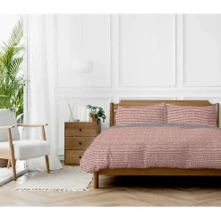 Copenhagen Home Parure de couette "Arri" toutes dimensions 100% Coton / 57 Fils/cm² - Arri Terracotta - Parure de couette 240 x 220 cm + 2 Taies d
