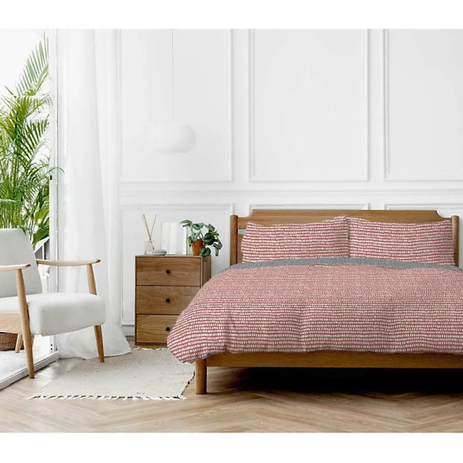 Copenhagen Home Parure de couette "Arri" toutes dimensions 100% Coton / 57 Fils/cm² - Arri Terracotta - Parure de couette 240 x 220 cm + 2 Taies d