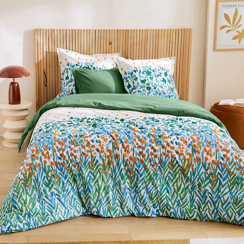 Tradilinge Parure de couette au style printanier (140x200 cm - Vert)