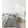Sleep Retreat Parure de couette "Drift" pur coton teint lavé 57 fils/cm² toutes dimensions - Gris clair - Parure de couette 200 x 200 cm + 2 Tai Discount