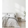 Sleep Retreat Parure de couette "Drift" pur coton teint lavé 57 fils/cm² toutes dimensions - Blanc - Parure de couette 240 x 220 cm + 2 Taies d'