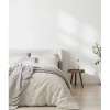 Sleep Retreat Parure de couette "Drift" pur coton teint lavé 57 fils/cm² toutes dimensions - Ecru - Parure de couette 260 x 240 cm + 2 Taies d'o