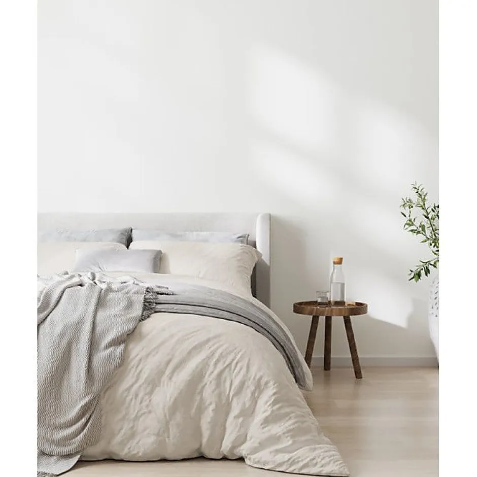 Sleep Retreat Parure de couette "Drift" pur coton teint lavé 57 fils/cm² toutes dimensions - Ecru - Parure de couette 260 x 240 cm + 2 Taies d'o