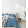 Sleep Retreat Parure de couette "Drift" pur coton teint lavé 57 fils/cm² toutes dimensions - Bleu Tendre - Parure de couette 240 x 220 cm + 2 Ta Discount