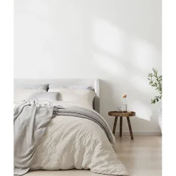 Sleep Retreat Parure de couette "Drift" pur coton teint lavé 57 fils/cm² toutes dimensions - Ecru - Parure de couette 200 x 200 cm + 2 Taies d'o