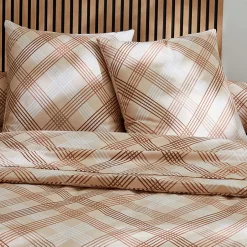 Tradilinge Parure de couette en flanelle au look graphique (260x240 cm - Beige foncé)