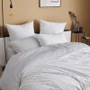 Tradilinge Parure de couette en percale de coton au style géométrique (200x200 cm - Gris clair)