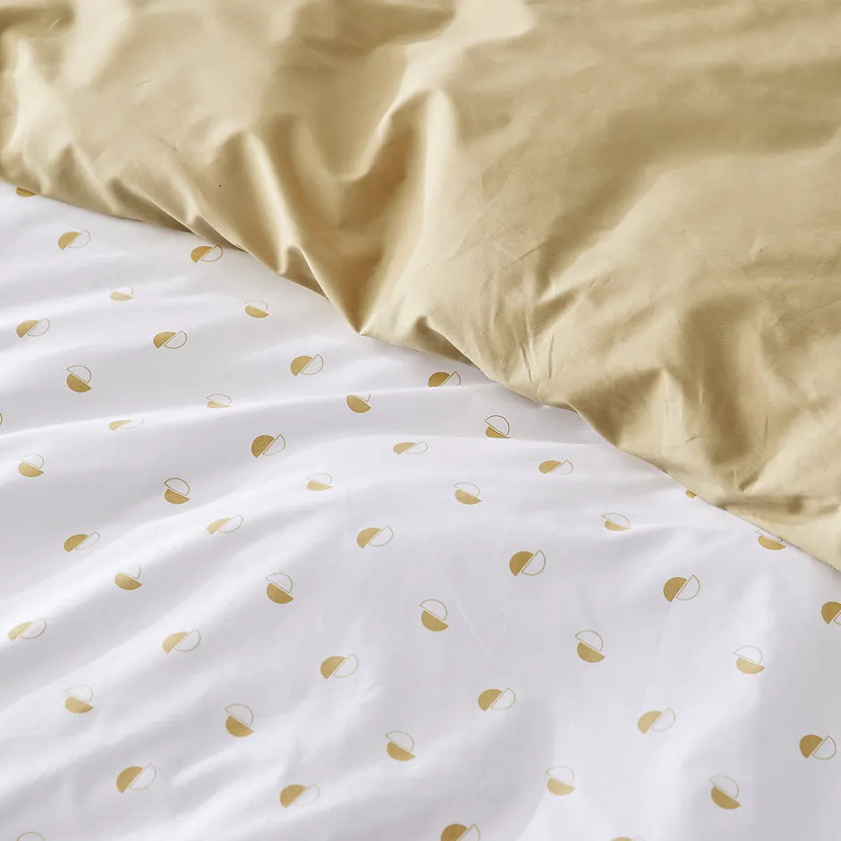 Tradilinge Parure de couette en percale de coton au style géométrique (140x200 cm - Beige)