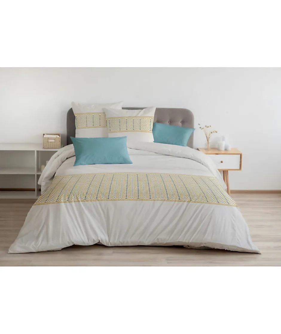 Home Linge Passion Parure de couette Nat - 3 Pcs - 260 x 240 - 100% Coton 57 Fils - Miel Outlet