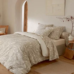 Tradilinge Parure de couette imprimée graphique (140x200 cm - Beige)