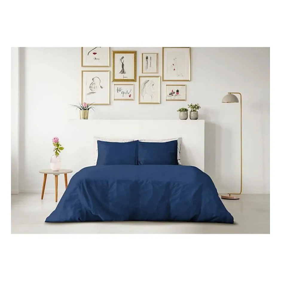 Lovely Home PARURE DE COUETTE - 220x240 cm - 100% COTON - BLEU Sale