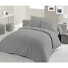 Lovely Home PARURE DE COUETTE - 220x240 cm - 100% COTON - GRIS CLAIR