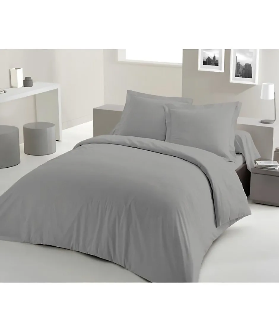 Lovely Home PARURE DE COUETTE - 220x240 cm - 100% COTON - GRIS CLAIR