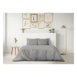 Lovely Home PARURE DE COUETTE - 220x240 cm - 100% COTON - GRIS CLAIR