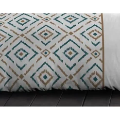 Home Linge Passion Parure de couette Microfibre ETHNO 220x240cm et 2 taies d'oreillers 63x63cm Bleu Canard