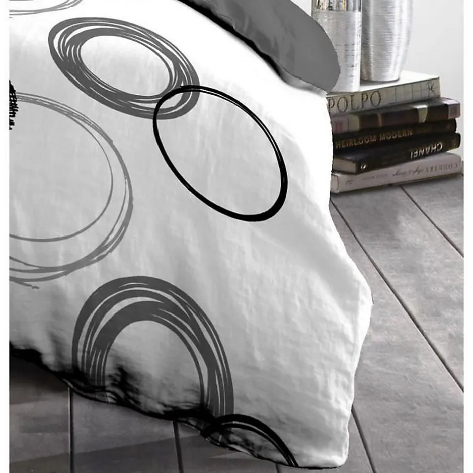 Home Linge Passion Parure de couette microfibre Audace - 1 housse de couette 220 x 240 cm + 2 taies d'oreiller 63 x 63 cm - Gris clair