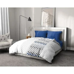 Home Linge Passion Parure de couette microfibre AMBROISIE - 1 housse de couette 220 x 240 cm + 2 taies d'oreiller 63 x 63 cm - Bleu