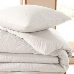 Coton Pur Parure de couette "Nid d'abeille" 240 x 220 pour lit 2 Places 140 à 160 cm - Nid d'abeille Neige Outlet