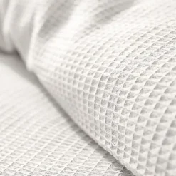 Coton Pur Parure de couette "Nid d'abeille" 240 x 220 pour lit 2 Places 140 à 160 cm - Nid d'abeille Neige Outlet