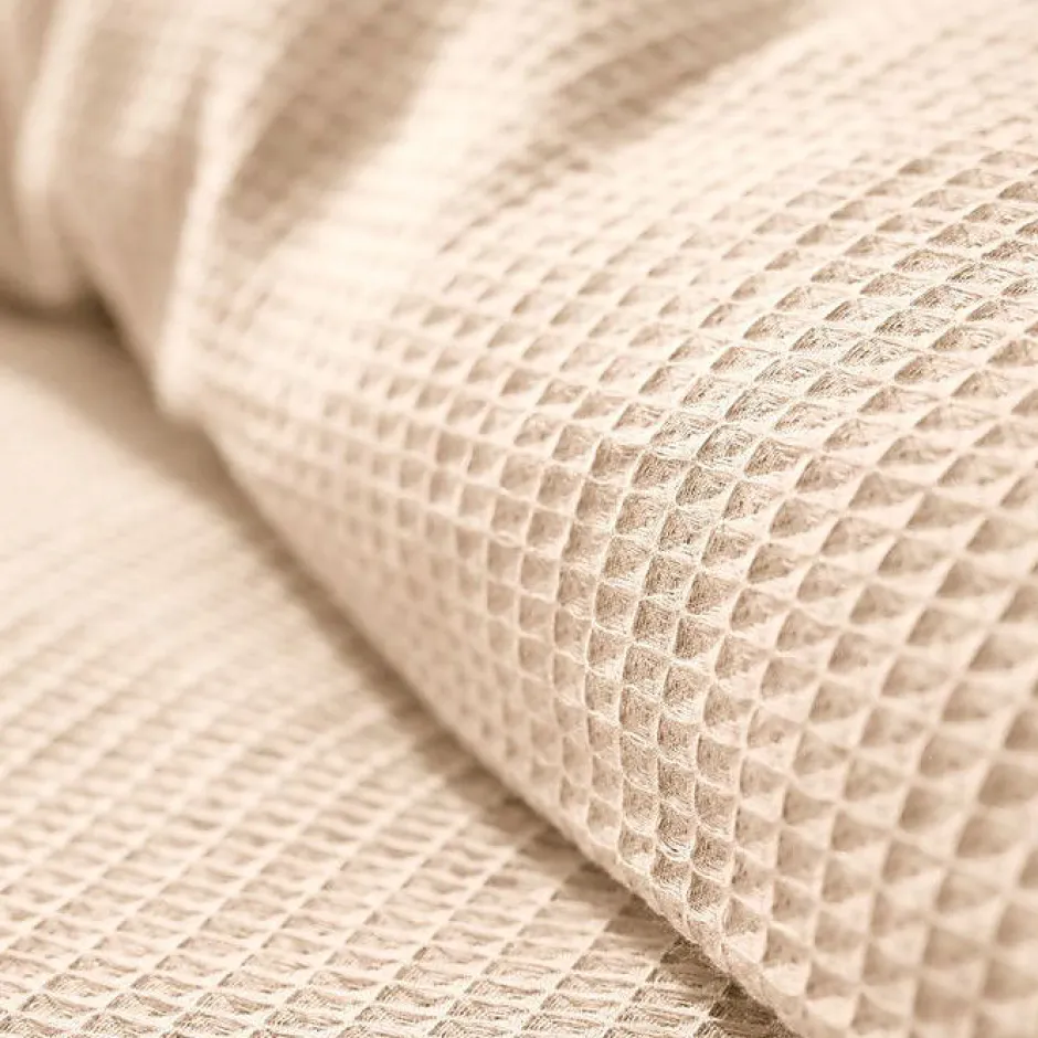 Coton Pur Parure de couette "Nid d'abeille" 140 x 200 pour lit 1 place - Nid d'abeille Naturel